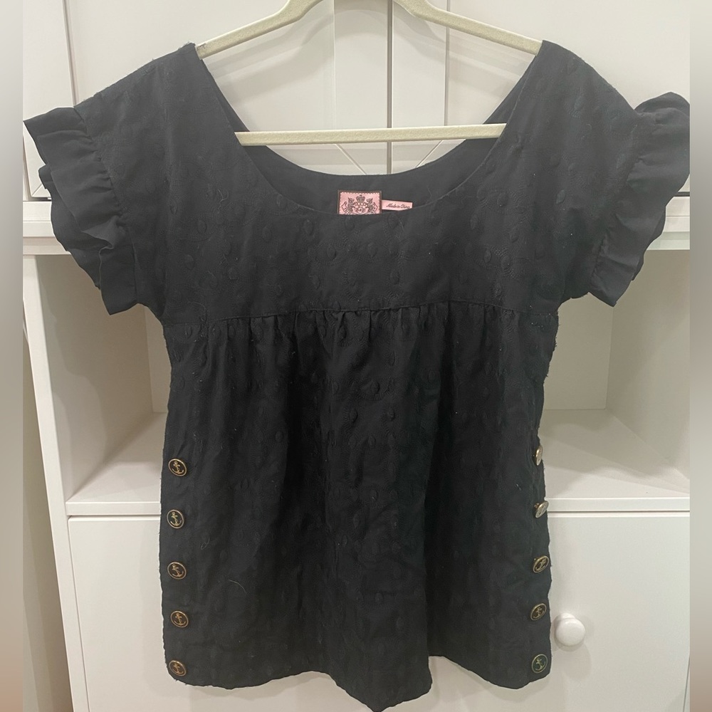 Juicy Couture black ruffle sleeve top